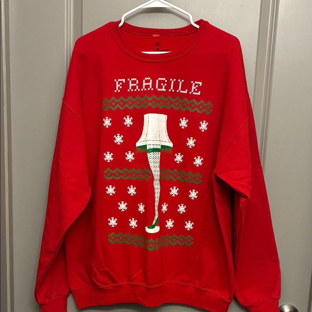 Festive Red Sweater with Leg Lamp Design